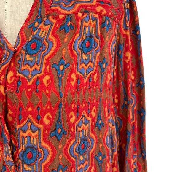 Anthropologie Tiny Rosemary Tunic Dress Long Sleeve Aztec Print Red Size Small - Picture 3 of 12